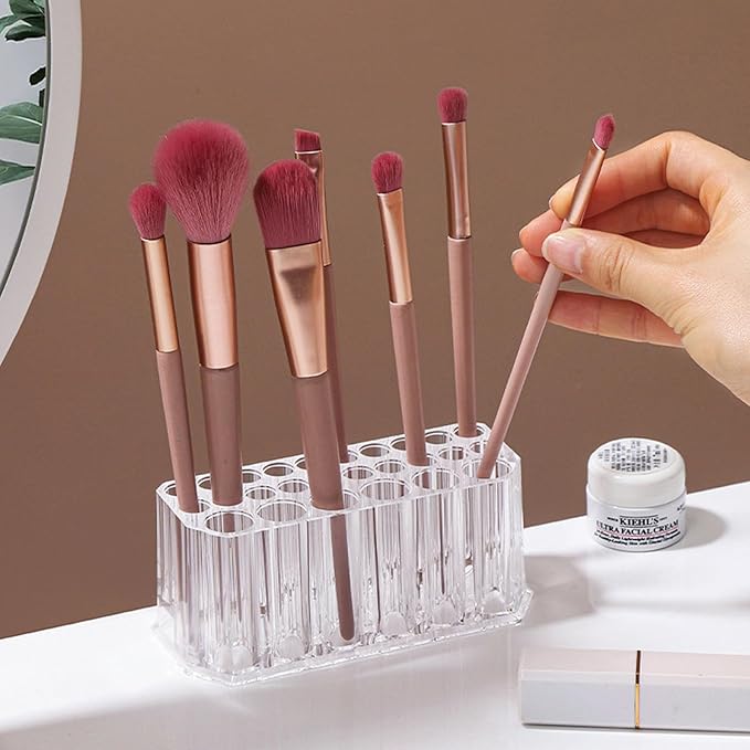 Clear Acrylic Lipstick Organizer Makeup Nail Brush Eyeliner Lip Liner Holder 26 Spaces Cosmetic Display Case