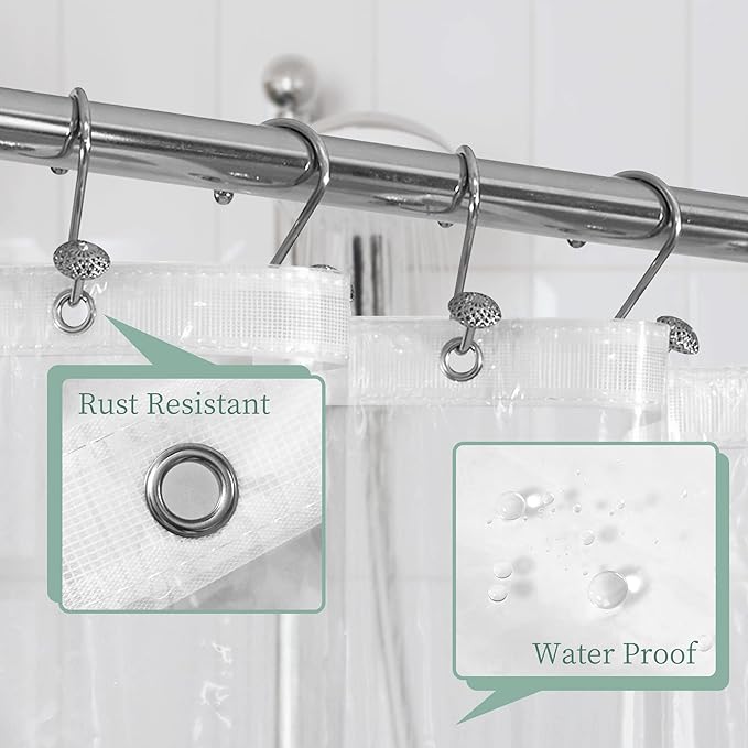 Mrs Awesome Stall Shower Curtain Liner 36x72, PEVA Plastic Shower Liner for Bathroom Lightweight & Waterproof, 36 x 72, Clear