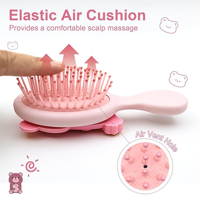 Mini Toddler Hair Brush Detangler Brush Kids Detangling Hairbrush Soft Massage Comb Small Travel Hair Brush for Thick Curly Thin Long ShortÃ¯Â¼ÂPinkÃ¯Â¼Â