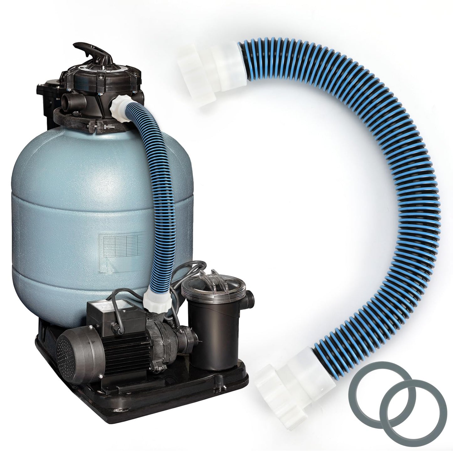 Conderyang 24inch 1 1/2" Pool Sand Filter Pump Hose For Above Ground Pool 2ft 1.5 Inch Eva Pool Sand Pump Replacement Hose For Saltwater Systems And Sand Filters (Blue)