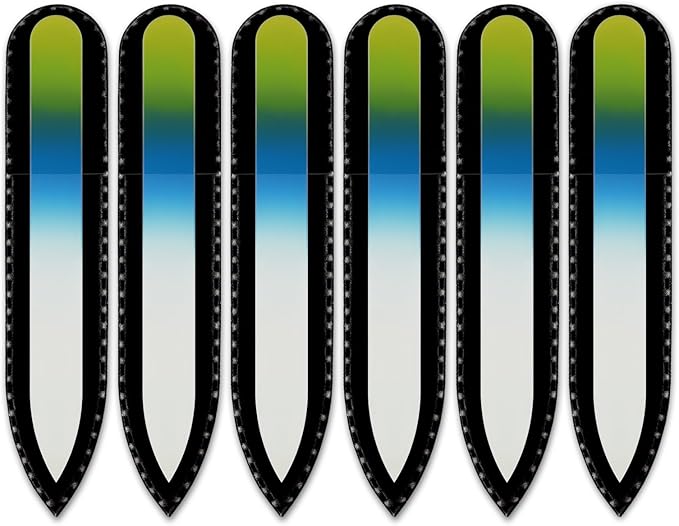 Mont Bleu Rainbow Crystal Nail File in Black Pouch - Small/Purse Size - Czech Tempered Glass - Handmade in Bohemia (Czech Republic)