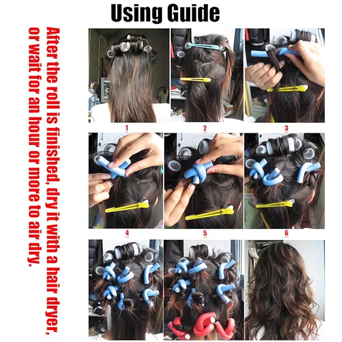 Pinkiou 30Pcs Flexi Rods for Long Hair, 9.45" Extra Long No Heat Hair Rollers, 3 Sizes Large Flexible Curling Rods for Overnight Curls, Soft Foam Hair Rods for Women Styling