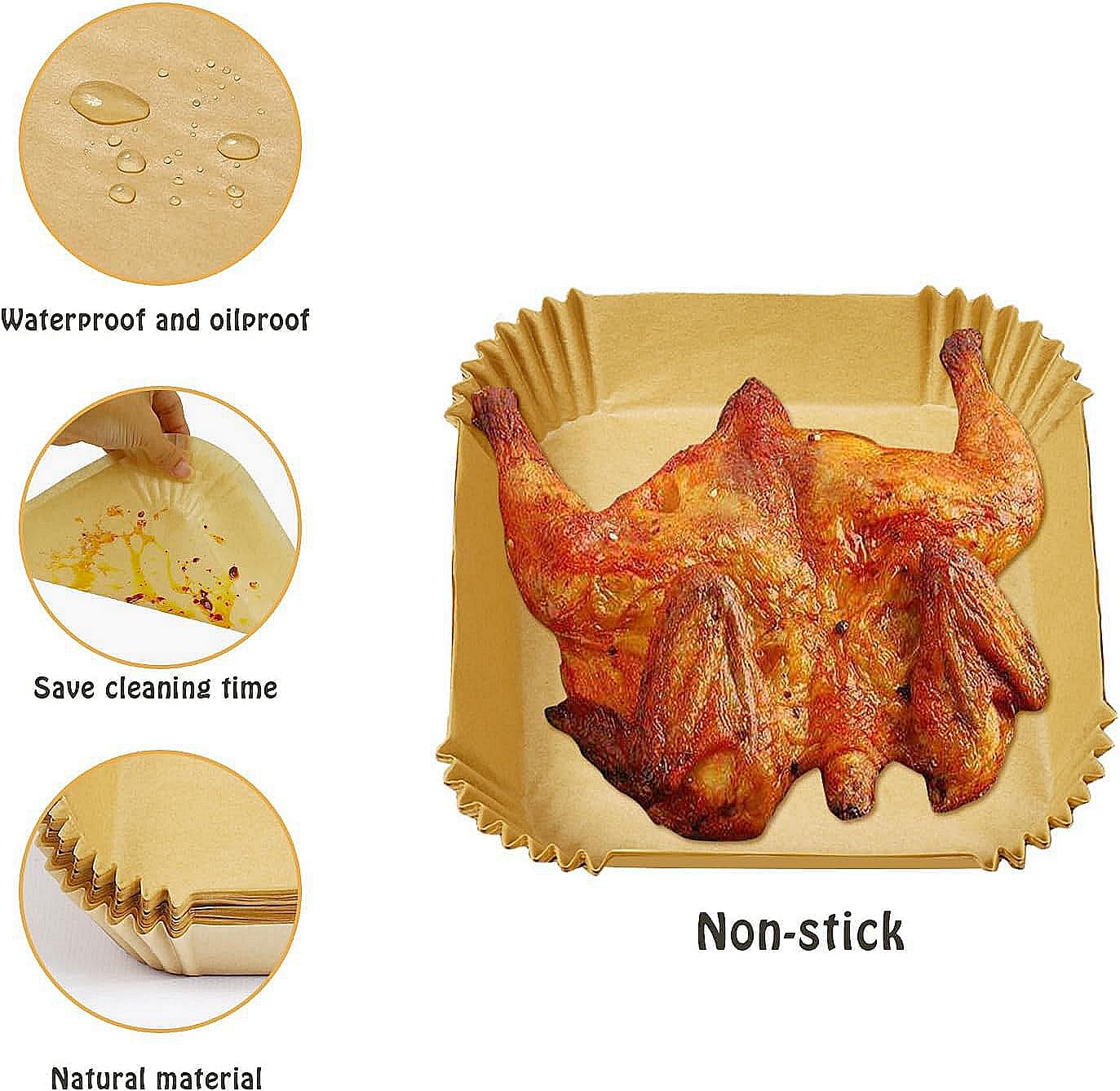 Air Fryer Liners Disposable for Most Small Air Fryer 2-5 Qt, 150 Pcs Square Parchment Paper Mini Air Fryer Liners for 2-5 Qt