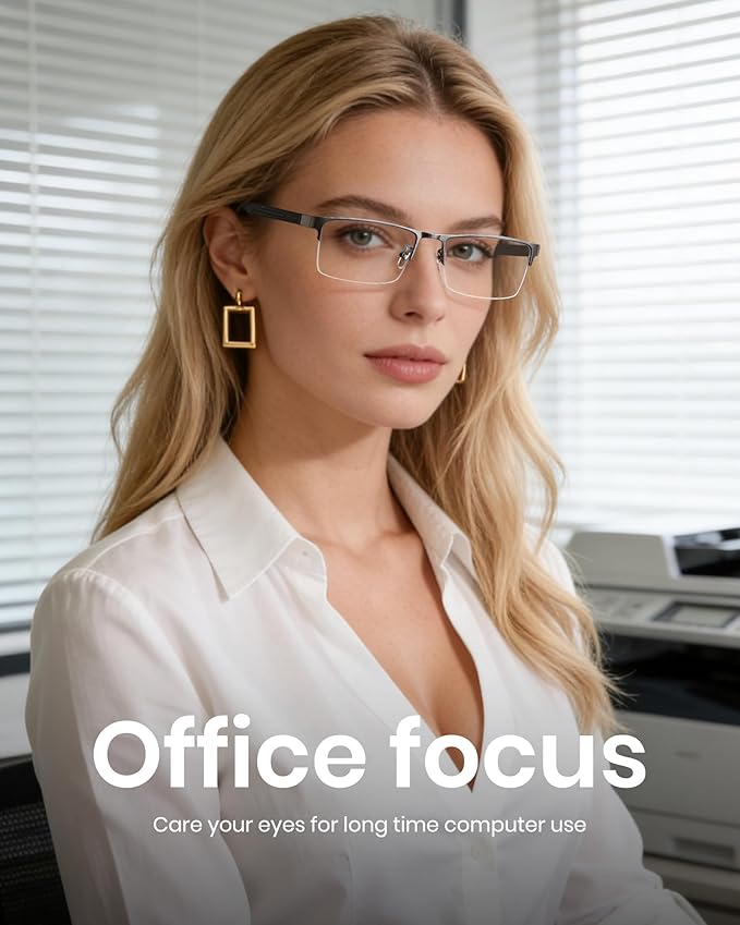 Cyxus Blue Light Blocking Glasses for Men Woman Semi Rim Computer Gaming Office Study Eyeglasses with UV Protection 8001