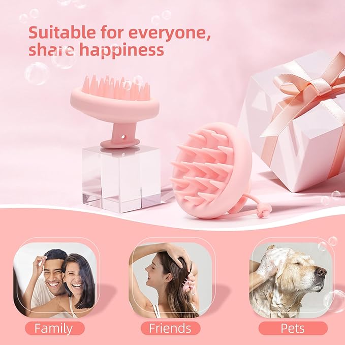Scalp Massager Shampoo Brush, Scalp Scrubber with Soft Silicone Bristles, Scrubber Scalp Exfoliator for Dandruff RemovalÃ¯Â¼ÂHair Grouth,Wet Dry Hair Massager Brush for All Hair (Pink)