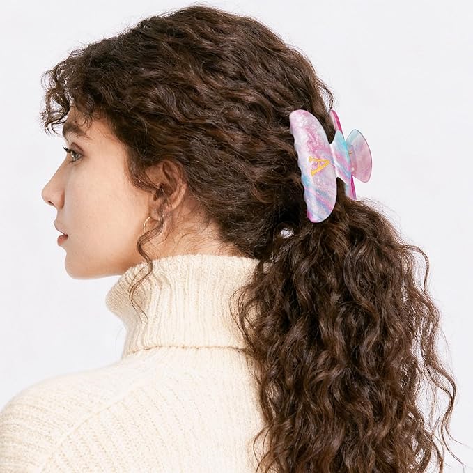 Gifts for Women Teacher,Hair Clips | Large Hair Claw for Girls - Teen Girl Cute Trendy Stuff Initial Hair Clips Personalized Hair Claws - Lavender,T