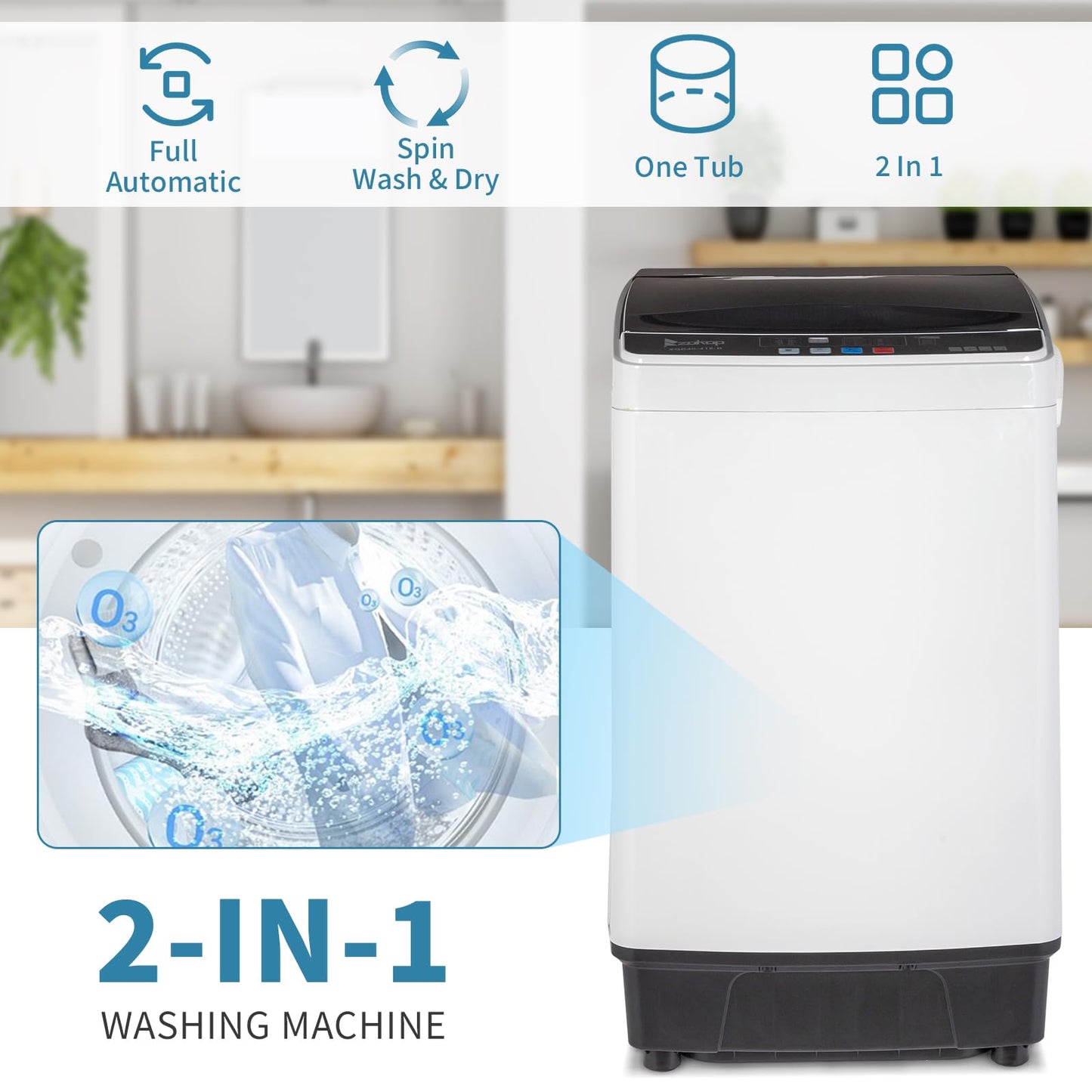 ROVSUN 1.5CuFt Portable Clothes Dryer and 17.6LBS Full-Automatic Washing Machine Set, Compact Laundry Washer and Dryer Combo Set with Stainless Steel Inner Tub, for Apartment, Dorms, Home