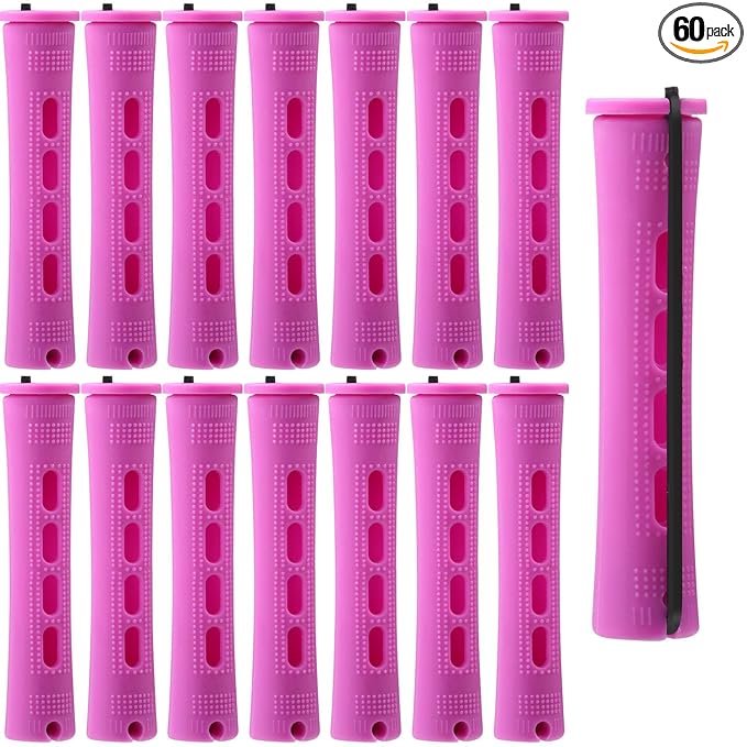 WILLBOND 60 Pcs Perm Rods for Long Hair Plastic Curl Rods Cold Wave Irons Curling Roller for Hair Styling Hairdressing Tools (0.75 Inch,Purple)