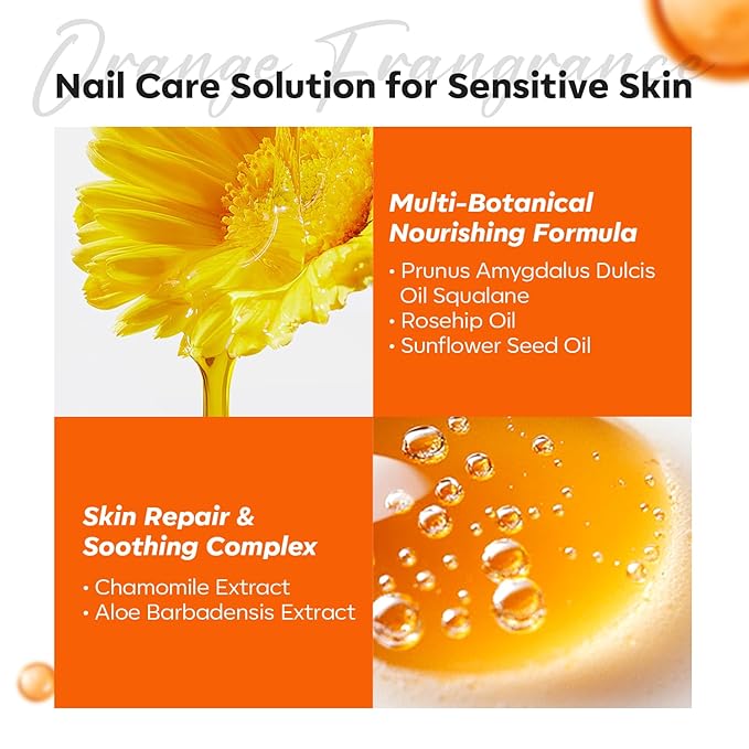 modelones Cuticle Oil Pen Orange Nail Oil for Growth and Strength Nail Growth Oil Cuticle Softener Quick Dry Nail Care Moisturize and Strengthen Damaged Nails 10ml 0.34Fl Oz