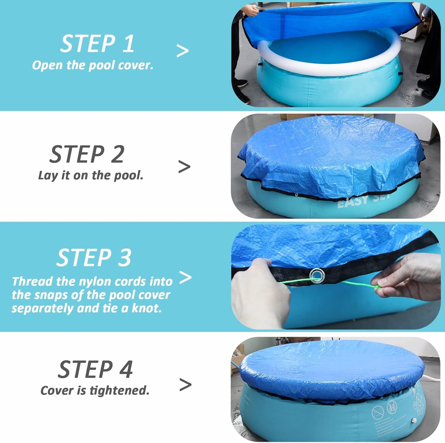 DECOHS 10 Ft Dust Pool Cover Protector-Solar Cover for Round Frame Pools-Pool Cover for Round Inflatable-Pool Cover Protector Heat Retaining Blanket