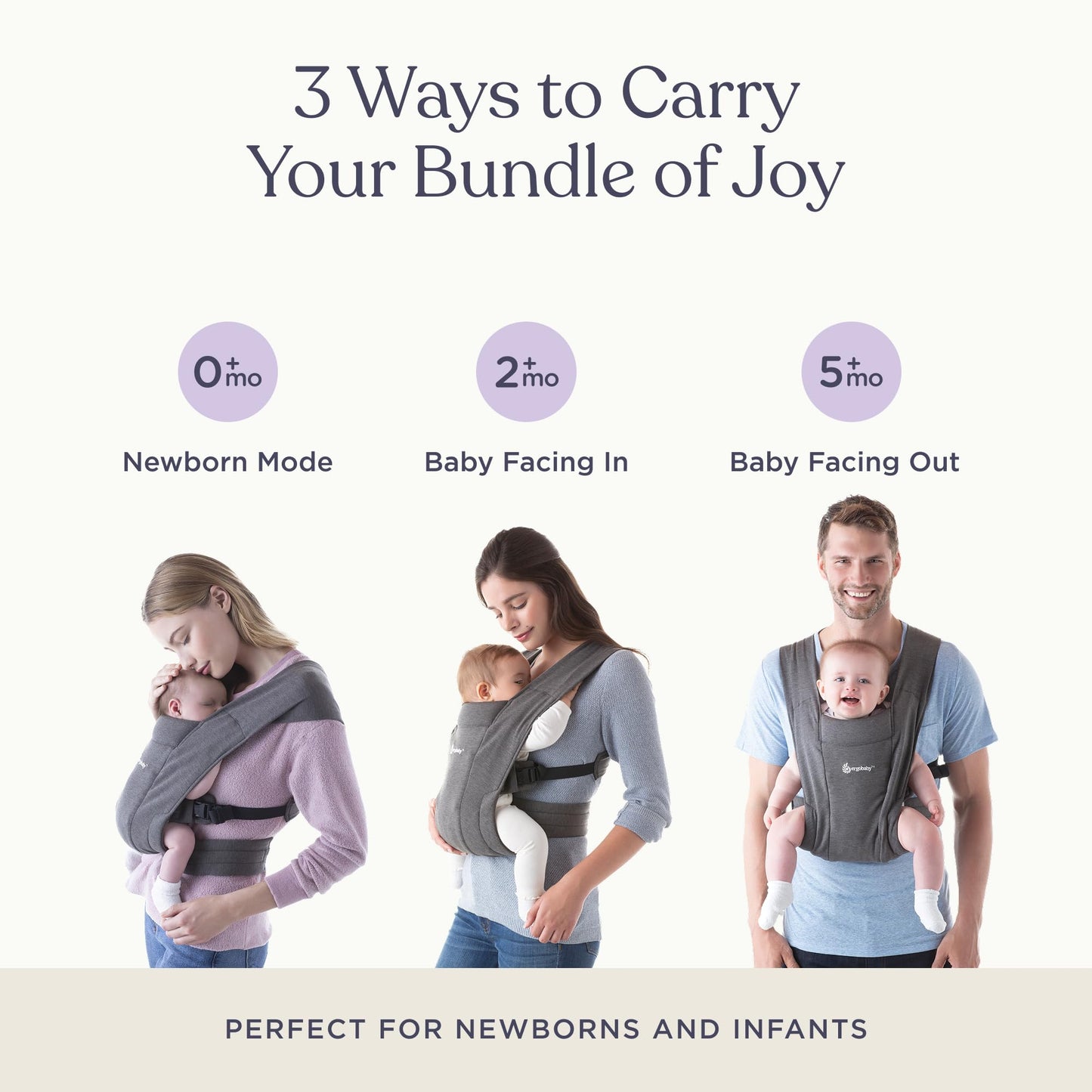Ergobaby Embrace Newborn Baby Carrier for Infants 0-12 Months (7-25 lbs) - Ergonomic 2-Position Infant Carrier with Head and Neck Support, Hip-Healthy Positioning - Canyon Clay