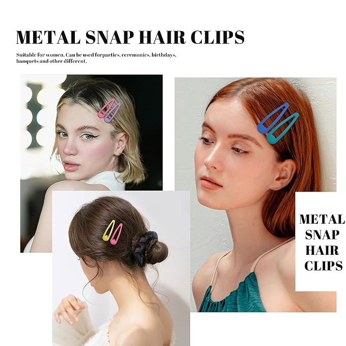 Small Hair Barrettes For Women No Slip Metal Snap Clips For Thin And Fine Hair,Matte Rainbow Colors,20 PCS,1.97 x 0.5 Inch.