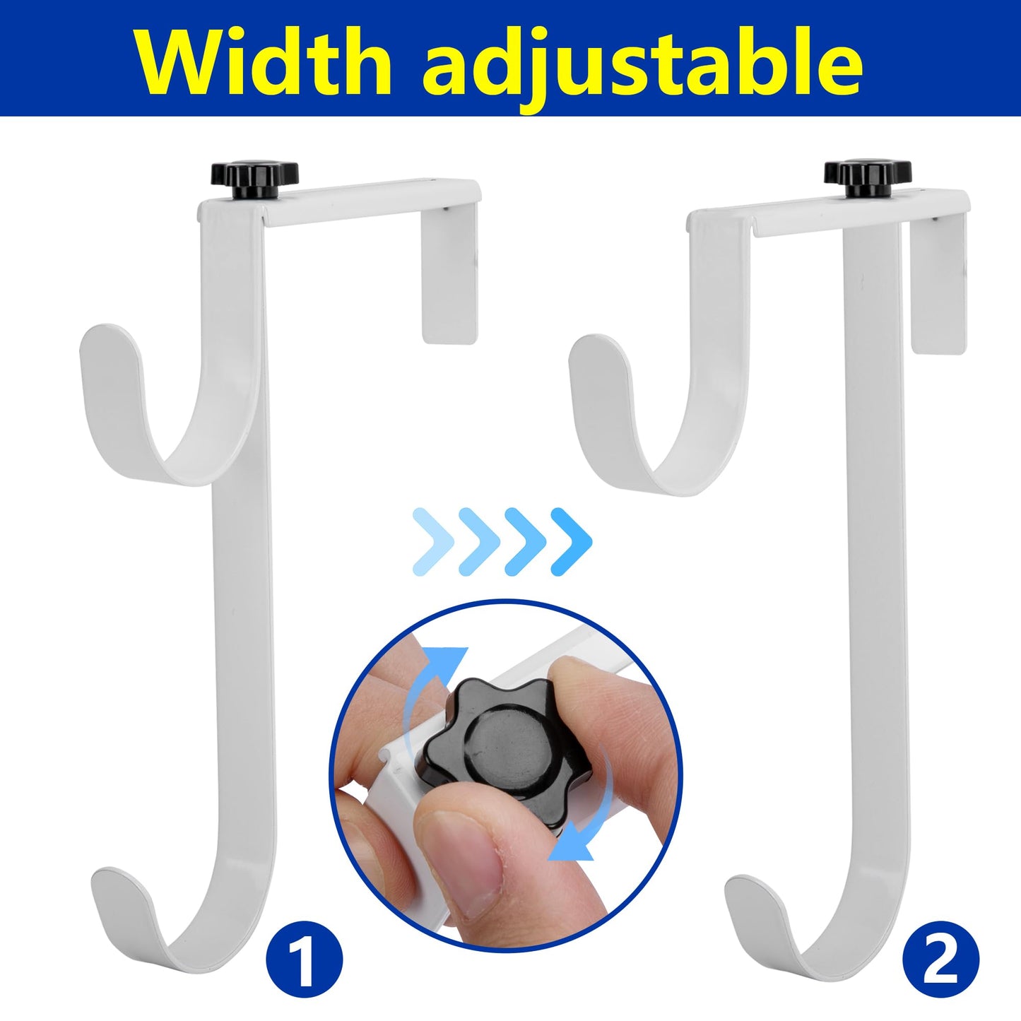 2 Pcs Double Pool Fence Hooks for Pool Equipment, Adjustable Pool Pole Hanger Holder, Rustproof Swimming Pools Skimmer Pole Hooks for Hanging Tool, Hose, Leaf Rakes, Nets Pool-Accessories (White)
