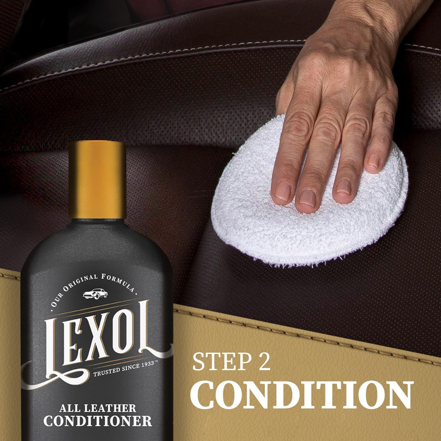 Lexol Leather Conditioner and Cleaner Kit by Lexol, Use on Furniture, Car Interiors, Shoes, Handbags, Includes 2 Application Sponges, Two-Step System, 8 oz Each