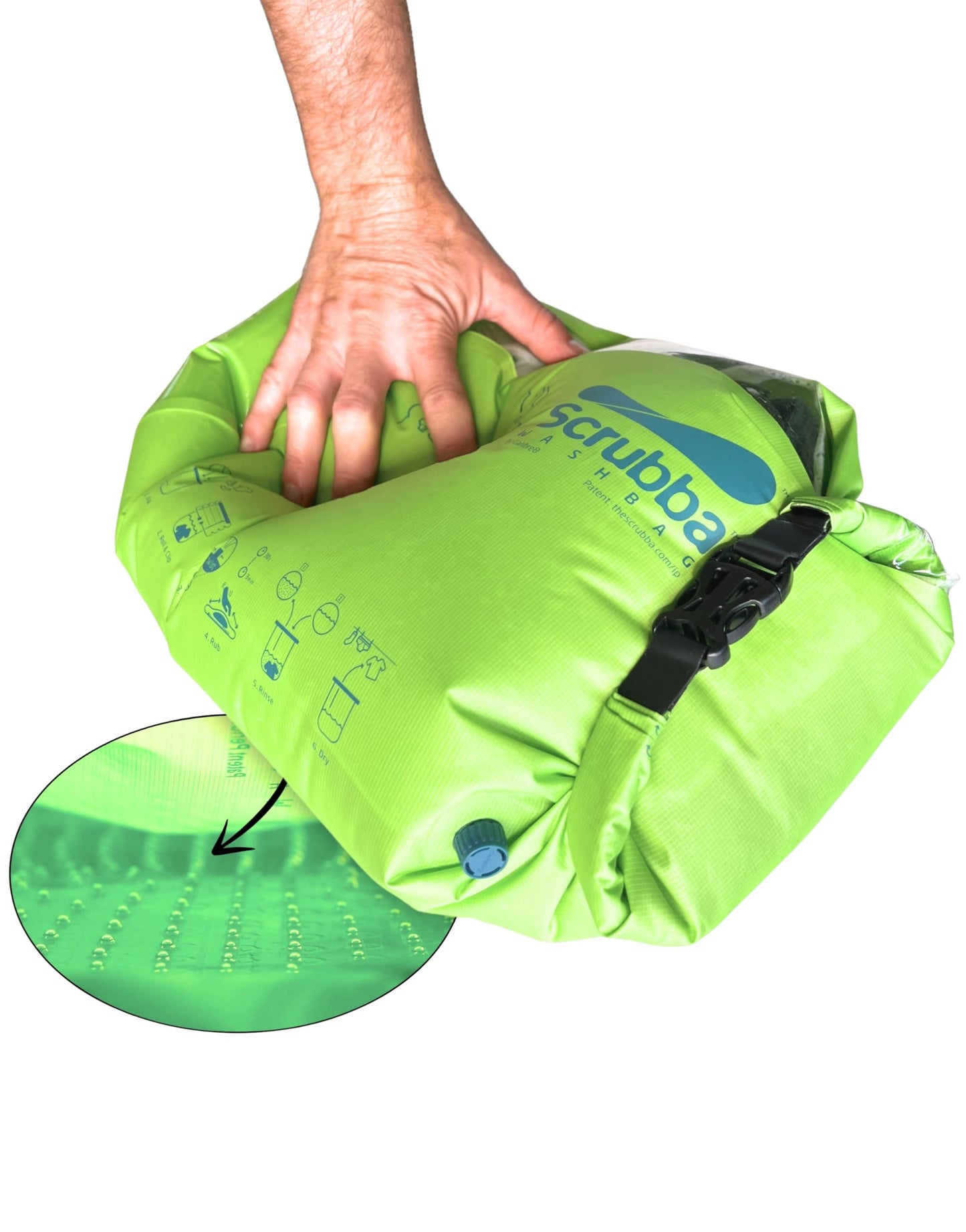 Scrubba Portable Washing Machine – Patented Washboard-in-a-Bag™ Travel Wash Bag – Wash Clothes Anywhere – Manual Washer for Travel, Camping & Backpacking (5.3 oz)