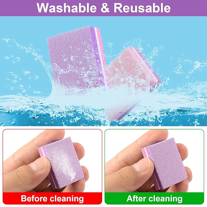 CGBE Nail Buffer (50 Pack), Buffer Block Nail File 100/180 Grit, Mini Nail Buffers Block Sponge Double Sided Nail File for Acrylic Nails Manicure Tools (Pink-Purple)
