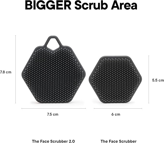 TOOLETRIES MenÃ¢ÂÂs Face Scrubber 2.0 - Silicone Facial Cleansing Brush for Daily Use, Larger Surface Area, Longer Bristles for Deeper Exfoliation, Quick-Dry Design, with Hang Loop - Charcoal