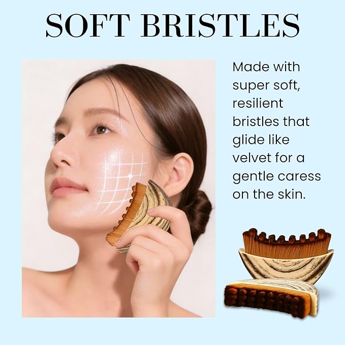 Lymphatic Brush for Face | Manual Gua Sha Brush & Facial Dry Brush | Soft Lymphatic Drainage Massager & Contour Face Brush | Face Sculpting Tool for Lymphatic Drainage (Small, 1.0, Count)