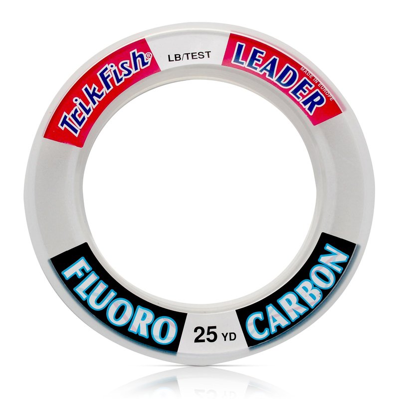 TrikFish Fluorocarbon Leader Fishing Line - Trik Fish Leader Material - Saltwater & Freshwater Fishing Line - Clear, Virtually Invisible - High Strength & Abrasion Resistance - 15-100 Lb Test Spool