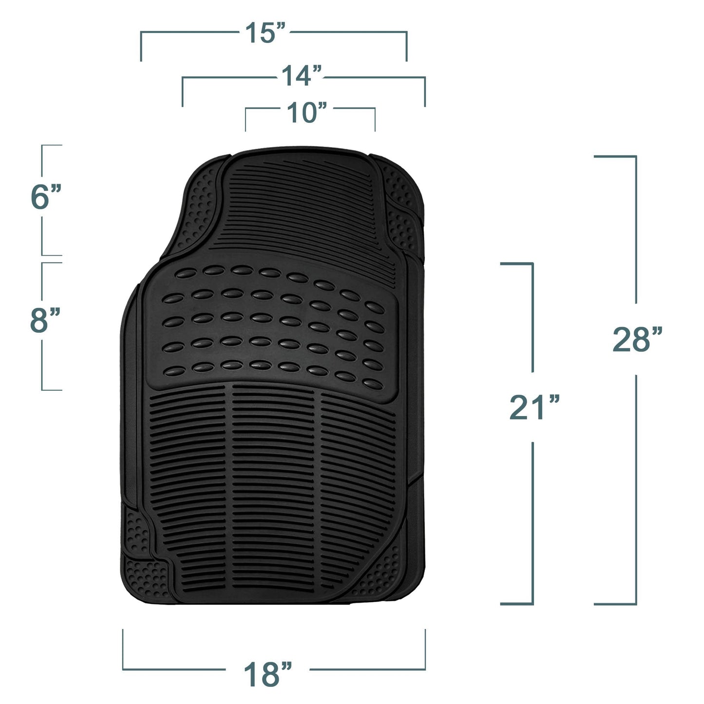 FH Group Automotive Floor Mats Climaproof for All Weather Protection Universal Fit Trimmable Heavy Duty fits Most Cars, SUVs, and Trucks, 2pc Front Set Solid Gray