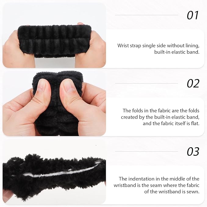 Casoty 6 Pcs Black Microfiber Hairband Set Soft Coral Fleece Material, Good Elasticity, Wide Application for Makeup Headband, Yoga, Reading, Work, Halloween Costume, Pajama Parties
