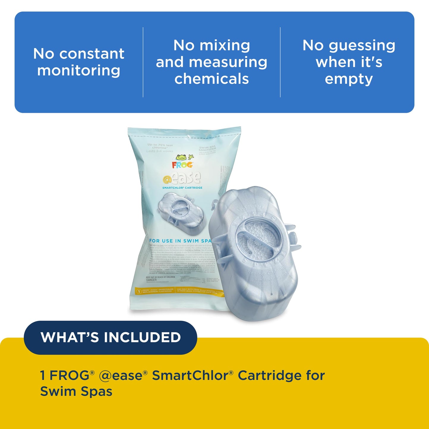 FROG @Ease Replacement SmartChlor Cartridge for use with Swim Spa FROG @Ease Floating System - Swim Spa Sanitizer System Supports Less Chlorine Use - 1 Pack