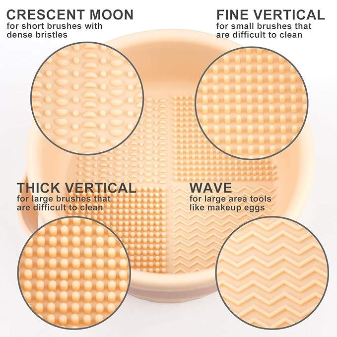 Makeup Brush Cleaner Mat 3 in 1 Silicone Makeup Brush Cleaner Bowl Cosmetic Brushes Cleaning Tool Makeup Cleaner for Brushes (Purple)