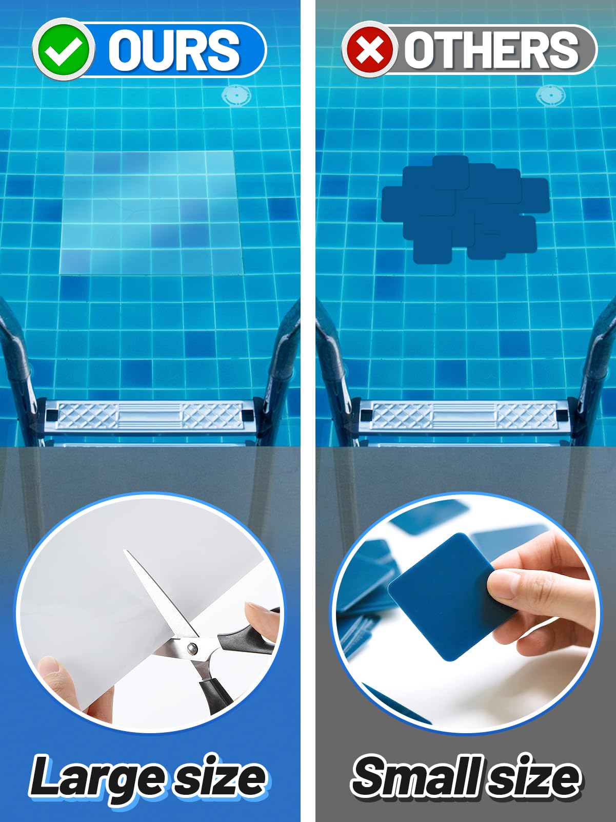 Aulock Exlarge Clear Pool Liner Repair Patch - 4ft x 2.8ft Self-Adhesive PVC Vinyl Patch Kit for In-Ground or Above Ground Pools Inflatable Swimming Pools Boat Air Mattress