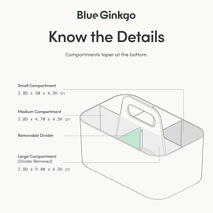BLUE GINKGO Stackable Organizer Caddy – Korean-Made Portable Tote for Bathroom, Office, Crafts, or School Supplies (Rectangle, Blue)