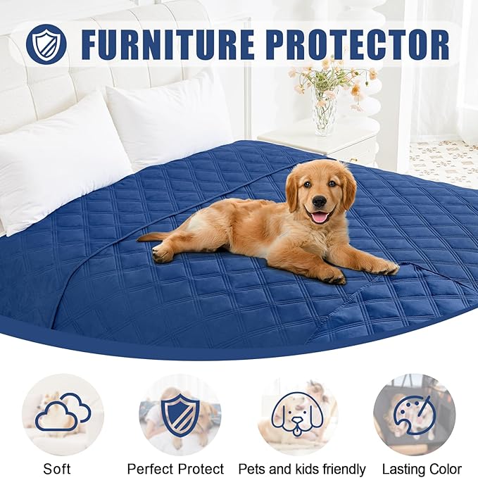 Smiry Waterproof Dog Bed Cover Blanket 68x82, Soft Reversible Pet Blanket, Washable Leakproof Cats Dogs Couch Cover for Sofa, Couch, Furniture, Navy/Navy