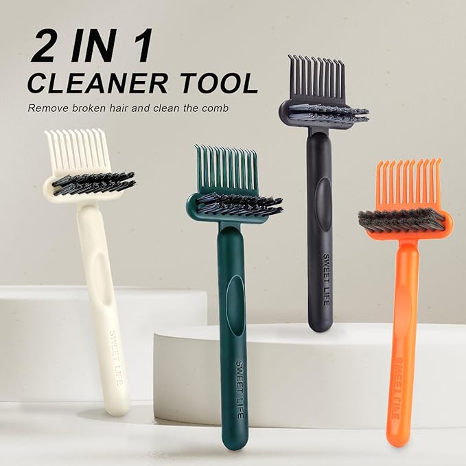 Hair Brush Comb Cleaning Tool Comb,2-in-1 Hair Brush Cleaner Tool, Portable Remover Rake for Removing Hair Dust, Home and Salon Use (Dark Green)