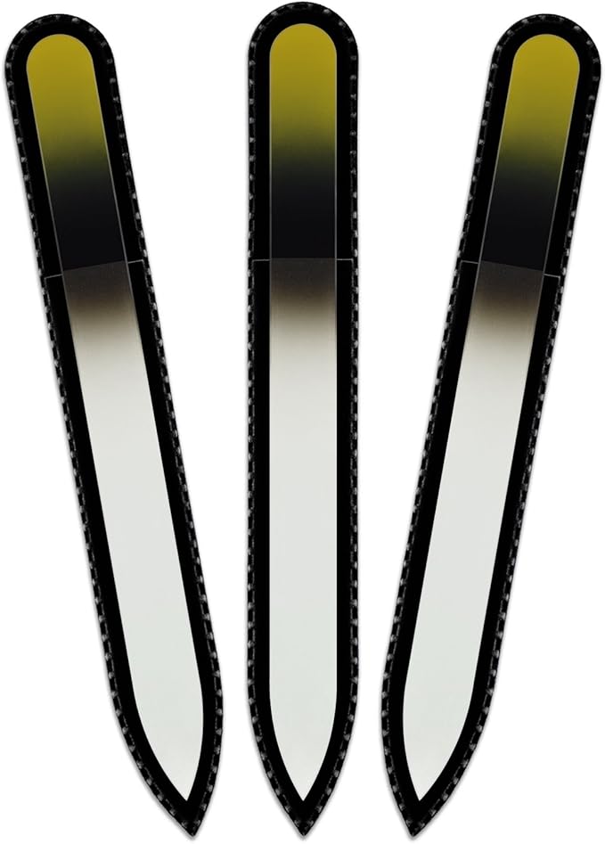 Mont Bleu Rainbow Glass Nail File in Black Pouch - Czech Tempered Glass - Handmade in Bohemia-Czech Republic - Excellent Nail Filing Tools