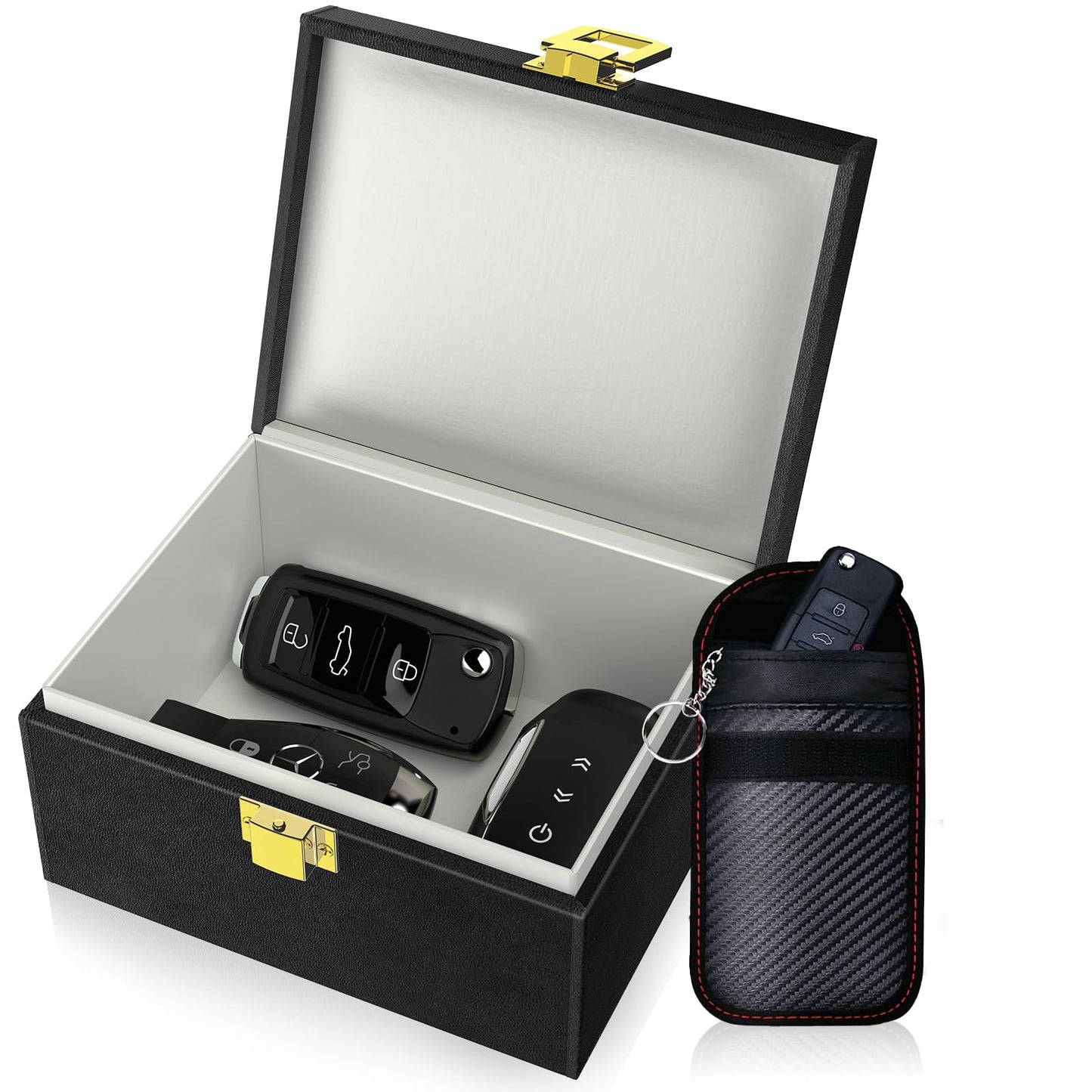 Samfolk Faraday Box with Faraday Bags for Car Keys, Car Key Signal Blocking Box, Keyless Entry Car Key Safe Protector Anti-Theft Shielding Cage (Small)