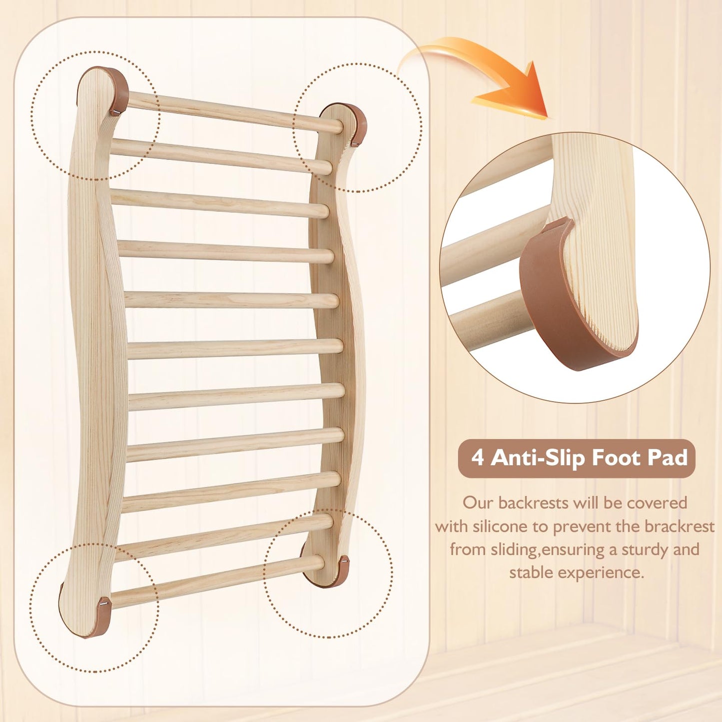 TOLHYUN 2PCS Sauna Backrest Sauna Accessories Wooden Slip-Resistant Non-Toxic Comfortable S-Shape Design Sauna Chair with Back, Sauna Accessories for Any Barrel or Infrared Sauna