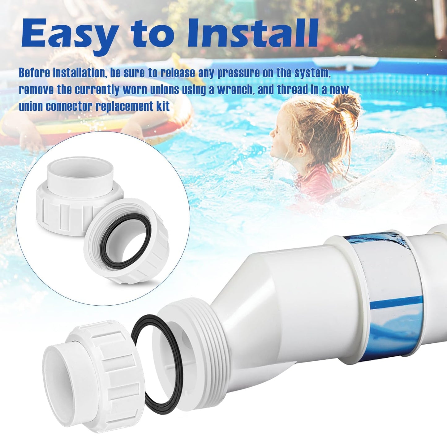 Antrys Salt Cell 2" Union Replacement for Goldline Hayward Salt Chlorine Generators, GLX-Cell-Union 2-Inch Pump Union for Hayward Salt Cell, Pool Part for Spa Pump Connections, 2 Pack