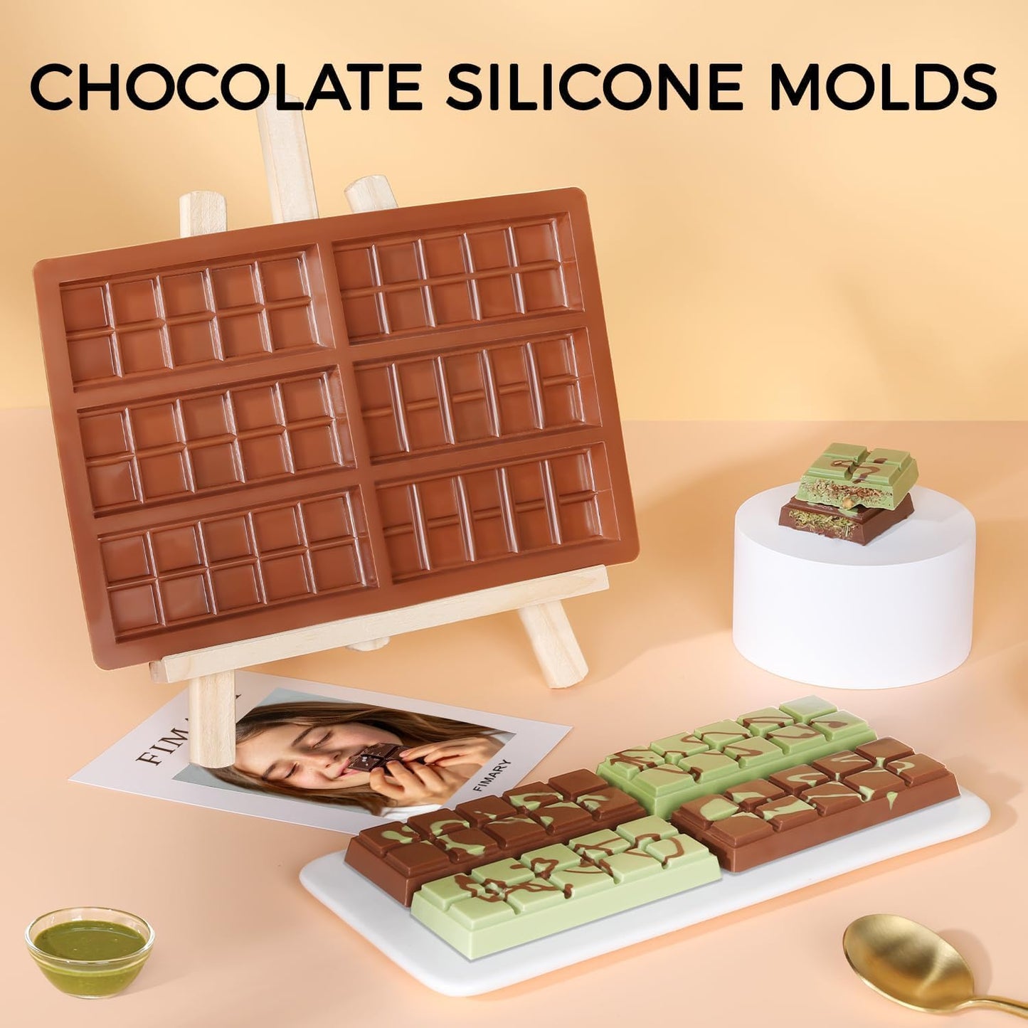 Chocolate Molds - Non-Stick Chocolate Mold, Food Grade Silicone Chocolate Bar Mold for Baking, Candy, Chocolate Snacks,DIY Homemade - Set of 4