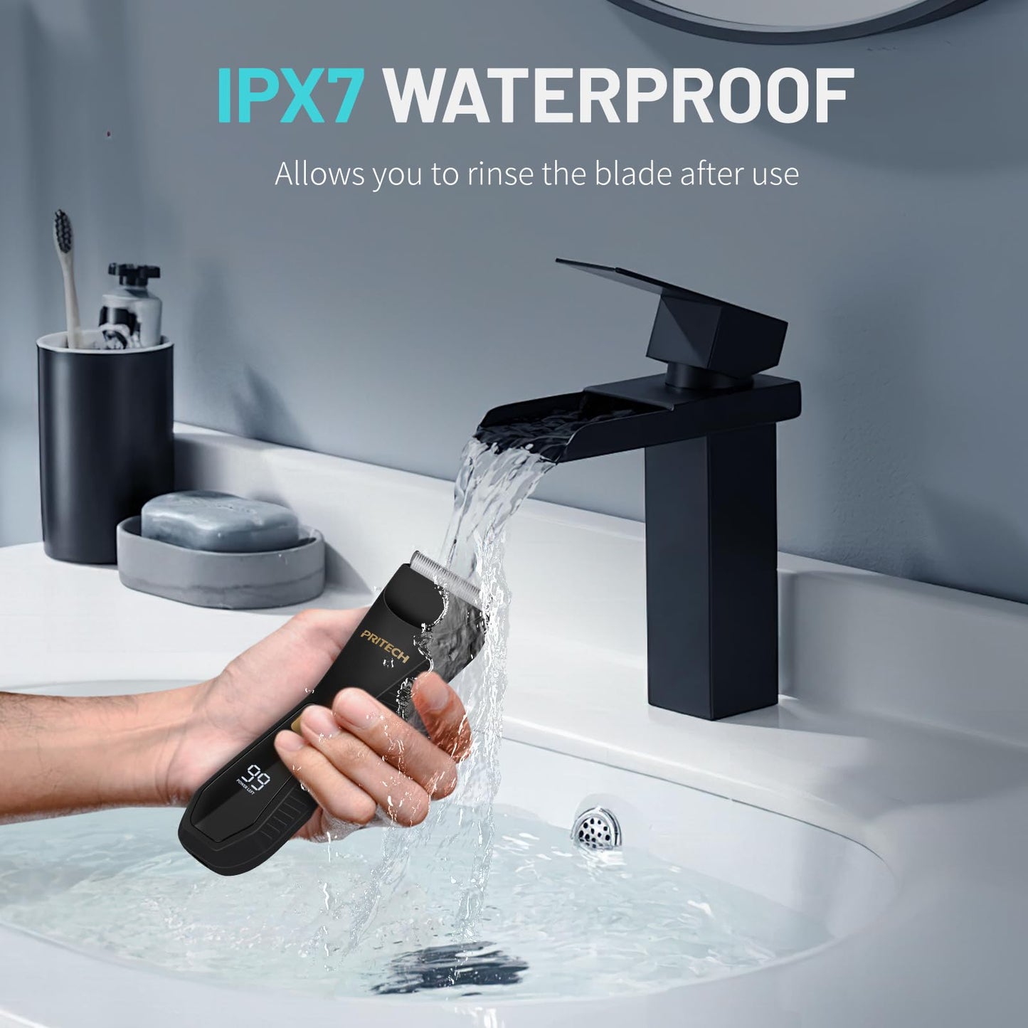 PRITECH Manscape Body Hair Trimmer for Men - Waterproof Pubic Hair Ball Trimmer, Ceramic Blade Electric Razor Body Shavers for Men with USB-C Charging, Wet & Dry Use, Nick-Free Grooming Set, Gift