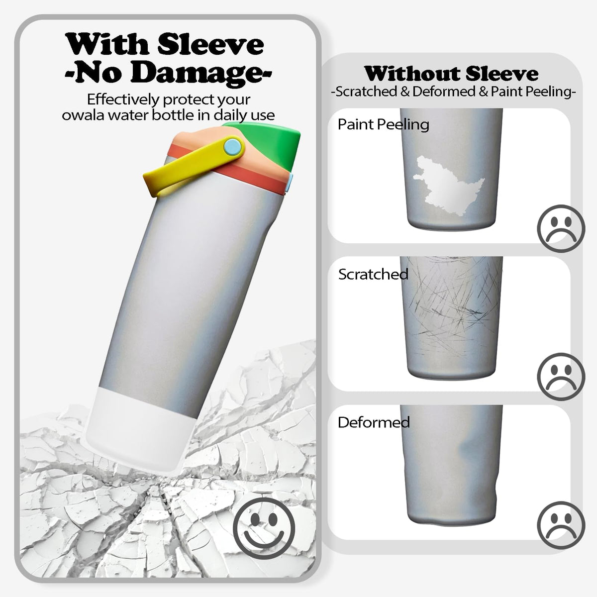 Kaitiaki 2PCS Silicone Boots for Owala 30oz & 40oz FreeSip Sway Bottles & Tumblers – Non-Slip, Scratch-Resistant, Stability Enhancer for Owala Accessories (Transparent frosted)