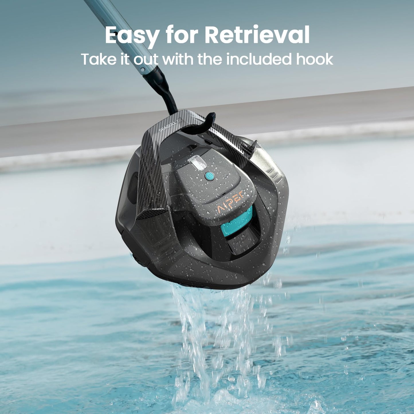 AIPER Cordless Robotic Pool Vacuum, Self-Parking Technology, Portable, Ideal for Above-Ground Flat Pool up to 40 Feet, Grey