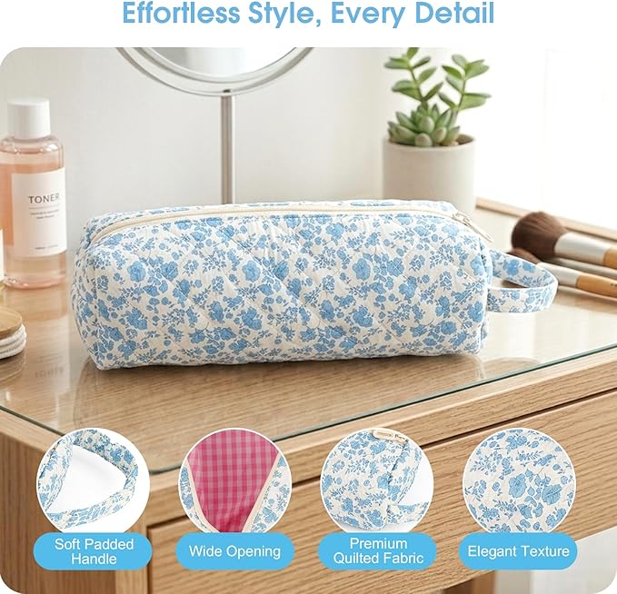Hair Tools Travel Bag, Soft Compact Case Compatible with Dyson Airwrap & Shark Flexstyle, Curling Iron & Flat Iron Storage Organizer, 14" Portable Hair Accessories BagÃ¯Â¼ÂBlue FlowerÃ¯Â¼Â