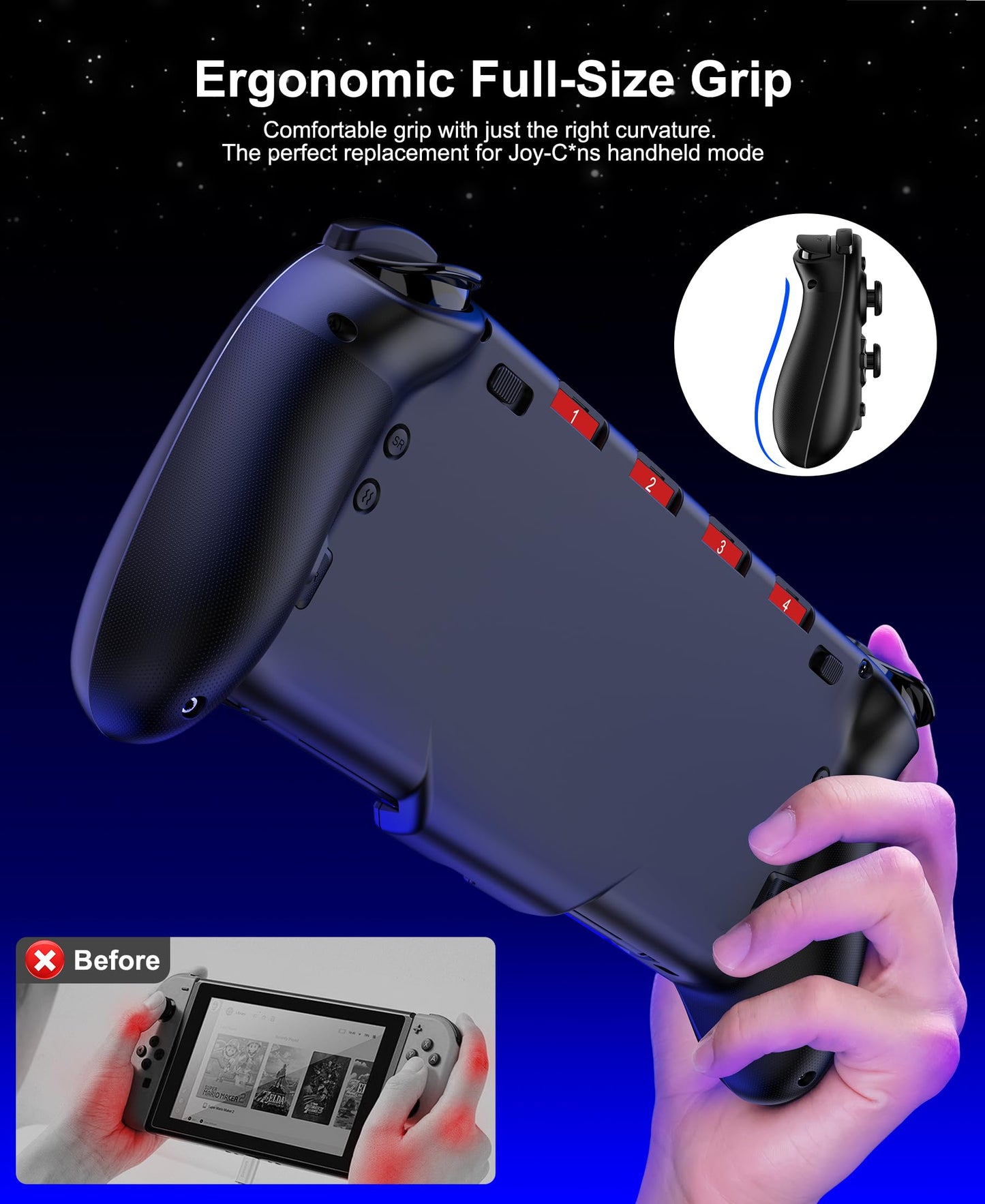 Gammeefy Switch Controllers Compatible with Nintendo Switch/Switch OLED, One-Piece Joypad Controller Replacement for Switch Pro Controller with 9 Lights Color, Christmas Gifts