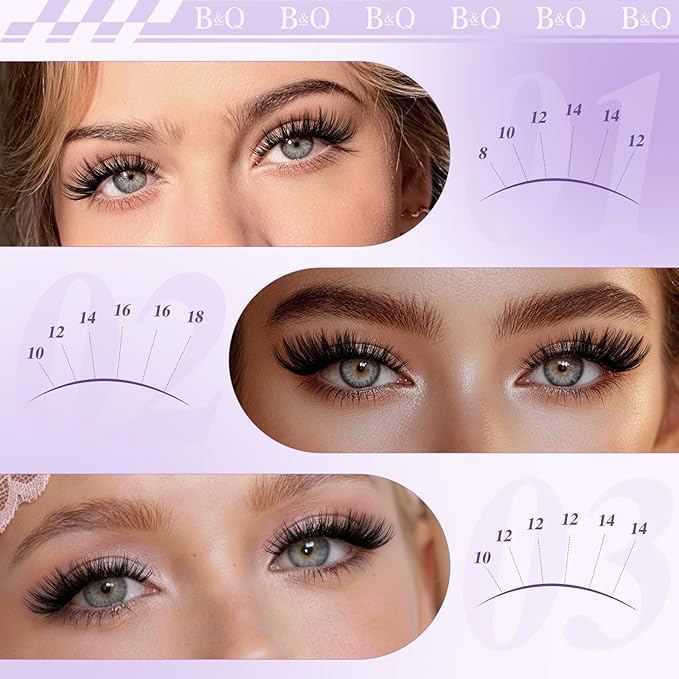 B&Q Flaunt Lash Clusters Kit D-Curl Flora Eyelash Clusters 8-18mm Cluster Eyelash Extension Wet Look Wispy Cluster Lashes Lengthlock All-in-One Eyelashs Extension Kit for Medium Dramatic(Flaunt Kit)
