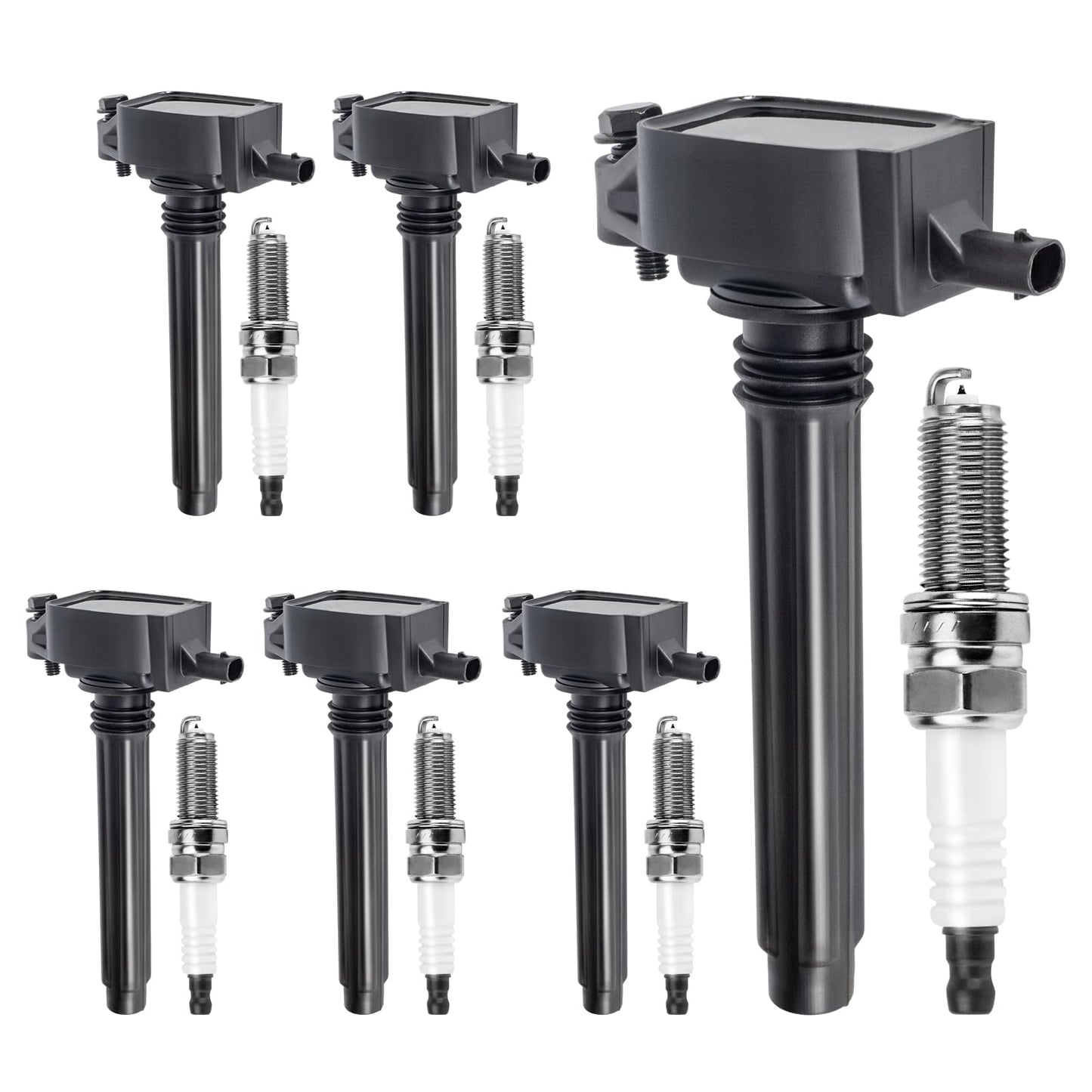 Ignition Coil Pack and Iridium Spark Plugs Set of 6 Compatible with Chrysler 200 300 Town & Jeep Grand Cherokee/Wrangler & Dodge Grand Caravan/Charger/Journey & Ram 1500/ProMaster 3.6L V6 UF648+97390