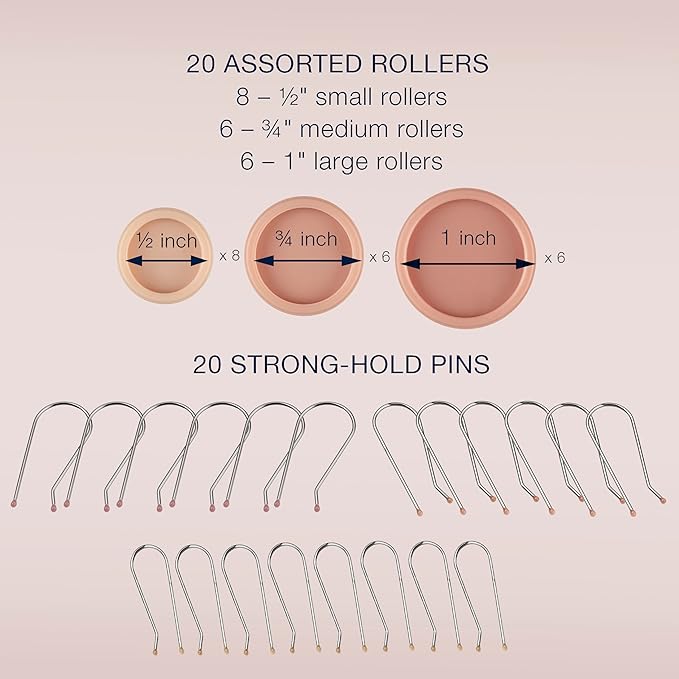 Conair Double Ceramic Hot Rollers for Long,Medium,and All Hair - HairCurler, HairRoller Clips Included - 1/2 inch,3/4 inch,and 1-inch Rollers,(Pack of 4)
