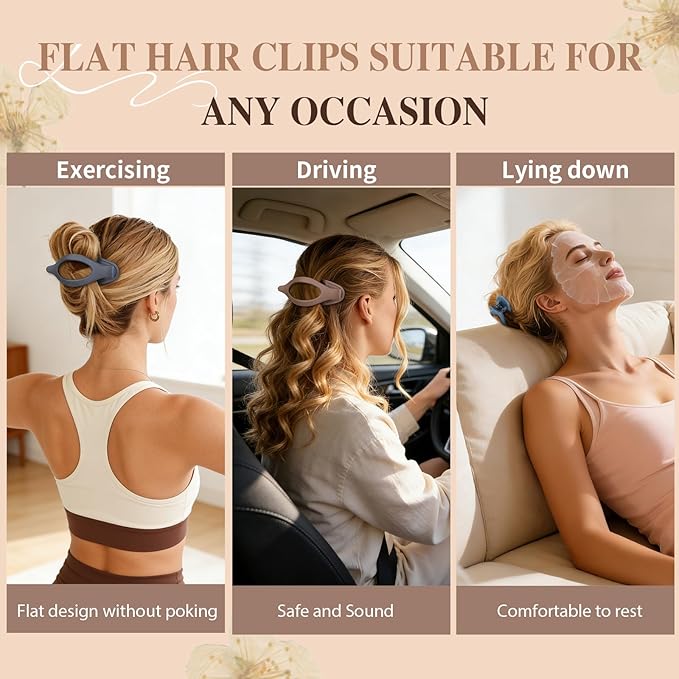 10 Pcs Flat Hair Clips for Women French Concord Claw Clips for Thick and Thin Hair Claw Clips Duck Billed Barrettes Hair Accessories for Women and Girls (Grey Blue)