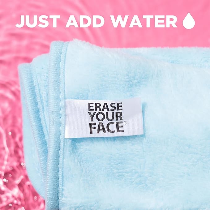 ERASE YOUR FACE Reusable Makeup Remover Cloths - Microfiber Face Towels to Cleanse & Remove Makeup - Water Activated for Sensitive Skin - Multi-Pastel (4 Count)
