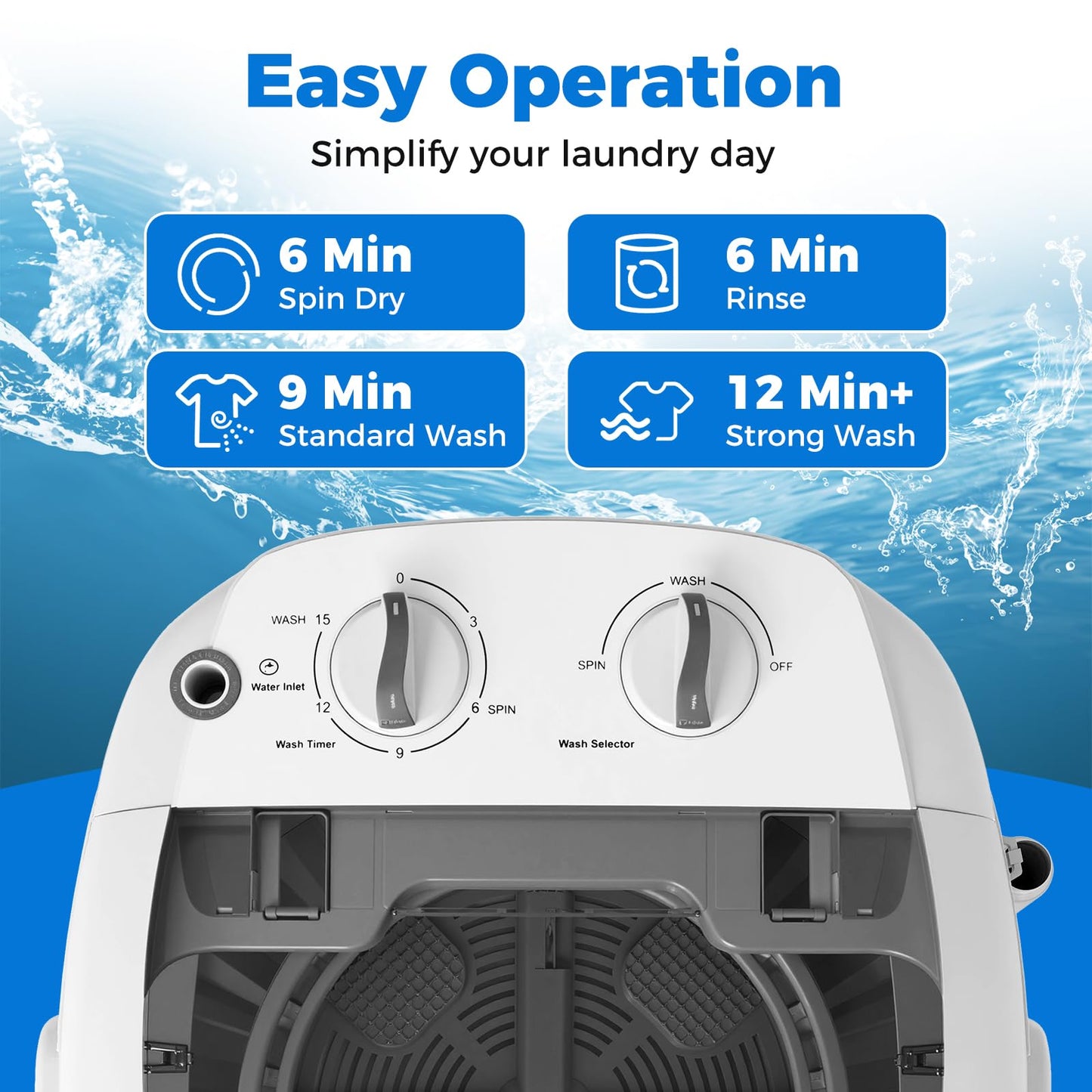 COSTWAY Mini Portable Washing Machine, 5.5 lbs Capacity, Compact Laundry Washer with Spin Tub & Drain Hose, Perfect for Apartment Dorms RV Home (Grey)