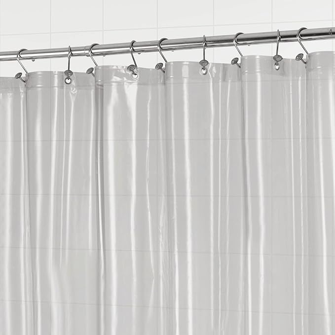 Barossa Design Clear Black Stall Shower Curtain Liner with 3 Magnets - 36" x 72" Waterproof PEVA Plastic Shower Liner for Small Bathroom, Lightweight Bath Curtain, Metal Grommets - Clear Black