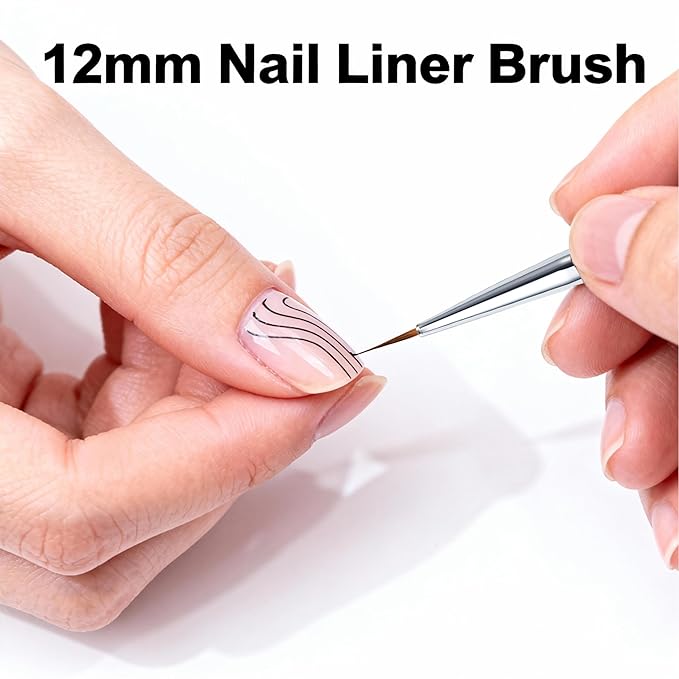 12mm Nail Liner Acrylic Brush for French Tips-Precision Striper Brush for Nail Art