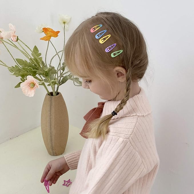 Toddler Hair Clips, Funtopia 80 Pcs (1.2 Inch, 3cm) Cute Mini Snap Hair Clips for Baby Girls Kids, Colorful Small Snap Barrettes Metal Barrette for Fine Hair
